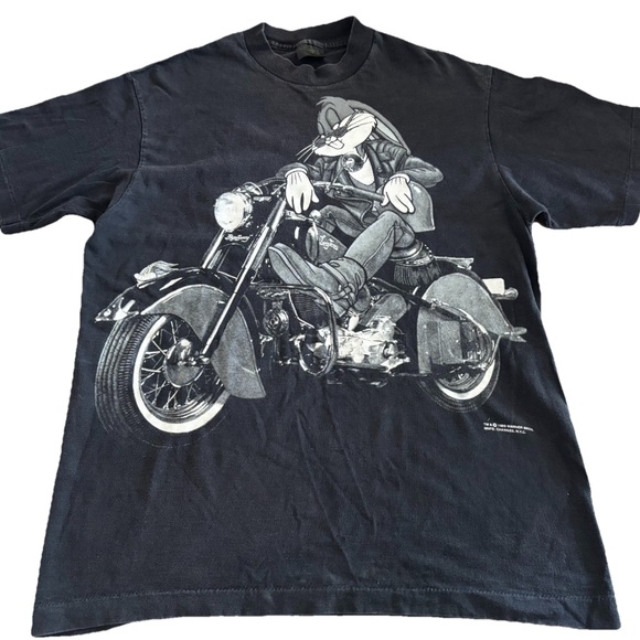 Vintage 1996 Bugs Bunny Shadow Motorcycle Harley shirt USA Changes - Picture 1 of 10